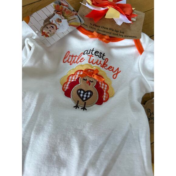 NWT Baby Essentials 4 piece cutest little turkey Thanksgiving infant outfit - Picture 2 of 7